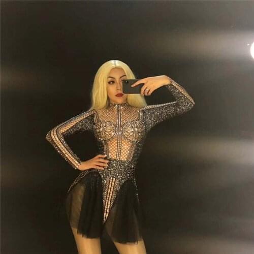 R39 Sexy women stage pole dance dresses costumes bar perspective bodysuit club outfits ballroom party show clothing disco wears