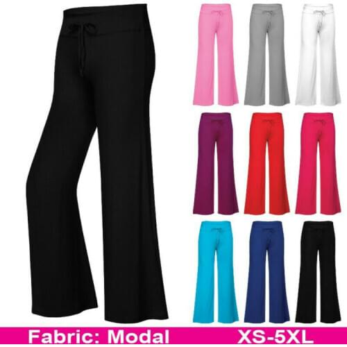Hot Womens Plus Size Dance Wide Leg Casual Workout & Pants 10 Color S-5XL