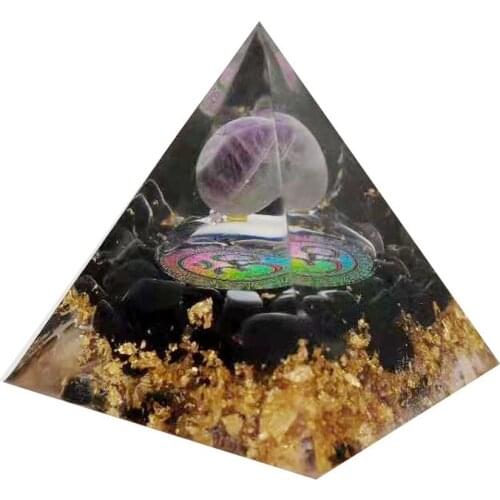Aogan Energy Pyramid Resin Crystal Handicraft Ornaments Chakra Stone Pyramid Home Reiki European and American Style Ornaments