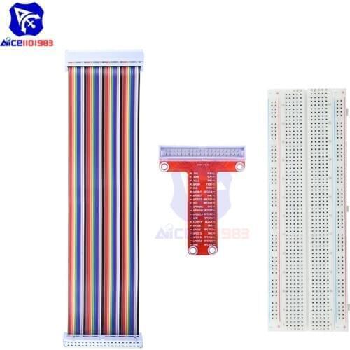Diymore T Type GPIO Breakout Adapter with 20cm 40pin Ribbon Cable 830 Tie Point Breadboard for Raspberry Pi 3 2 Model B & B