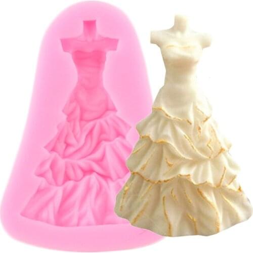 Wedding Dress Cake Border Silicone Mold Wedding Cupcake Topper Fondant Mold Candy Clay Chocolate Mold Cake Decorating Tools
