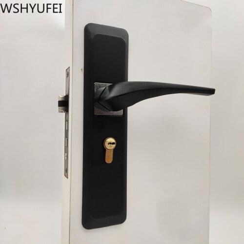 Modern Black Interior Door Lock Fashion Bedroom Door Handle Luxury Anti-theft Door Lock Furniture Hardware Accessories