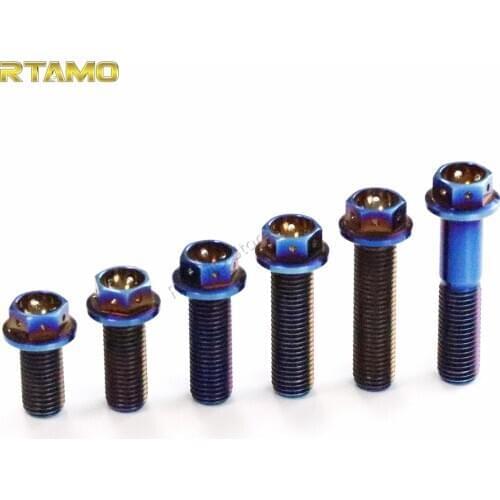 Titanium Bolts Hexagon Flanged Head Race Spec Screws M10X1.25PX20/25/30/35/40/45mm for Car Bicycle and Motorcycle Parts