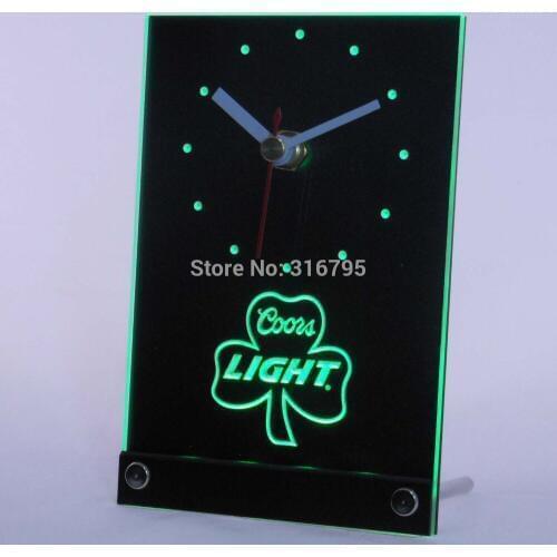 Tnc0005 Coors Light Shamrock 3D LED Table Desk Clock
