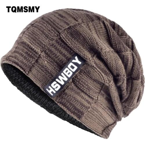 TQMSMY Winter Men Beanies Hat Knitted Add Velvet Beanie Female Skullies for women Plaid hat Ski Caps Thick Warm Hats Women TMS97