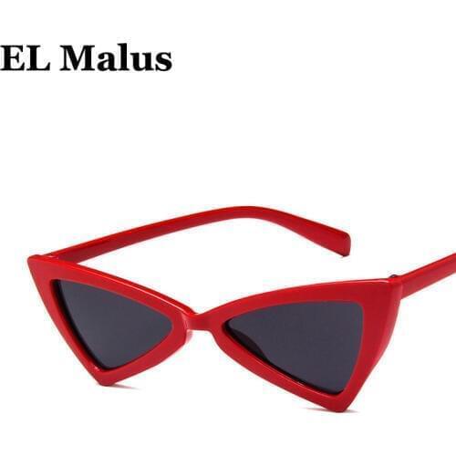 [EL Malus]Cat Eye Frame Sunglasses Women Sexy Ladies Retro Vintage Silver Black Red Triangle Sun Glasses Female Eyewear Driving