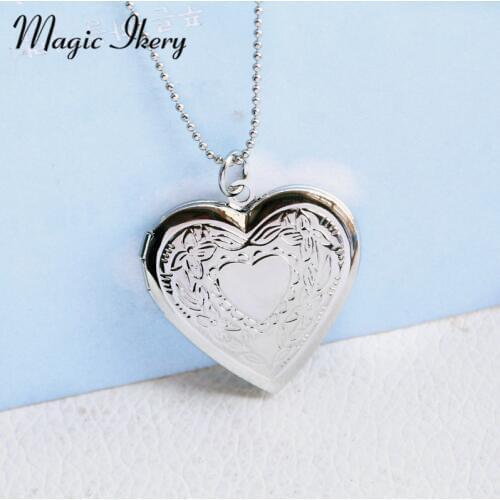 Magic Ikery locket necklace essential oil diffuser Rose Gold Color Heart Pendant Box fashion necklaces for women 2016 MKA1014