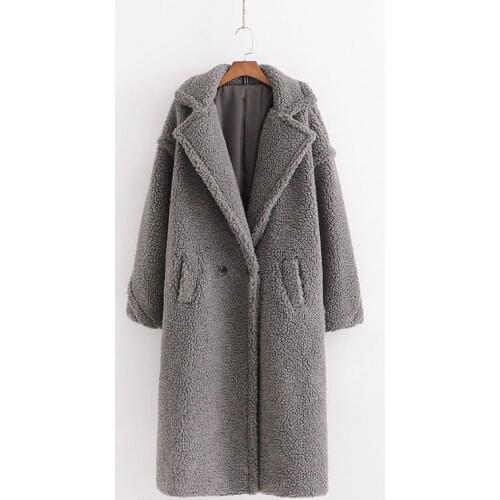 Winter Thick Warm Fur Overcoat Women Gray Teddy Coat Stylish Female Cashmere Jacket Casual Girls Streetwear