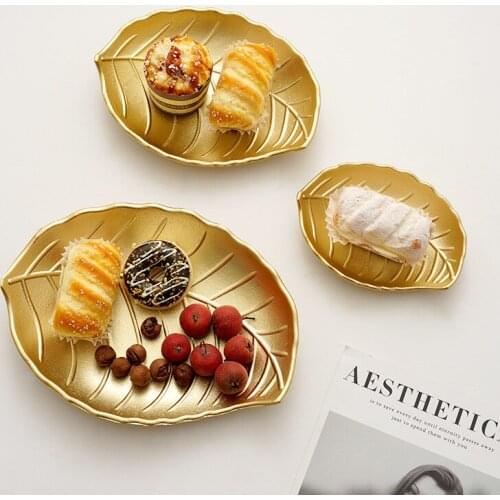 Gold Nordic Wood Plate Handcrafted Snack Candy Cake Dish Creative Storage Serving Craft Tray Home Decor Church Wedding Dining