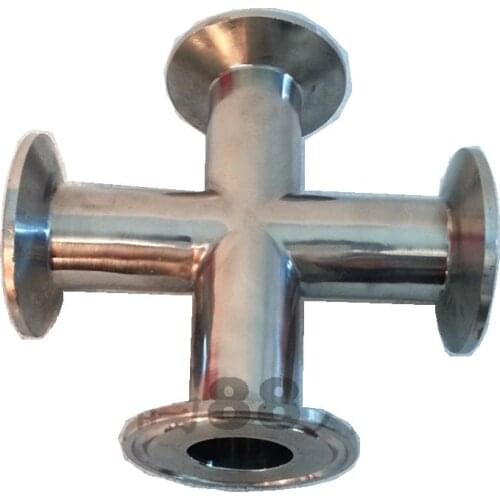 1pc 45MM 1.75" 1-3/4 1.75 Inch 304 Stainless Steel 304SS 4 Way Cross Sanitary Tri Clamp Ferrule Welding Fitting