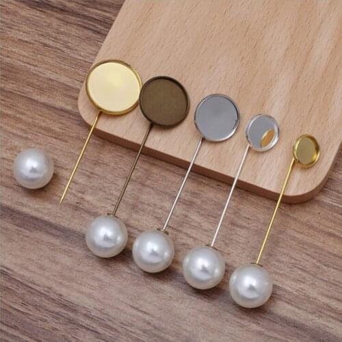 100pcs 10 12 14 16 18 20mm Bezel Blank Brooch Base Safety Scarf Pin Simulated Pearl Backs Muslim Hijab Pins Brooches BPB5