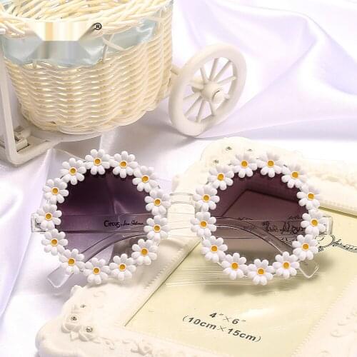 100pcs,Round Frame Lace Sunglasses White Daisy Sunglasses Driver Goggles Children Sun Glasses Children Sunglasses Anti-glare