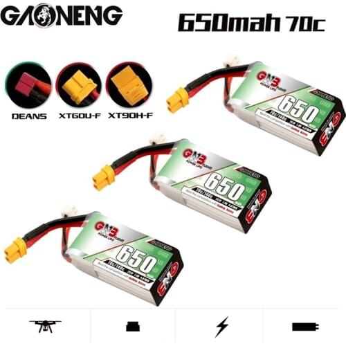 3Pcs/Set GNB 650mAh 7.4V 2S HV Lipo Battery 70C/140C T/JST/XT-60/XT30U-F Plug for DYS FPV Racing Drone 4 Axis RC Drone Parts