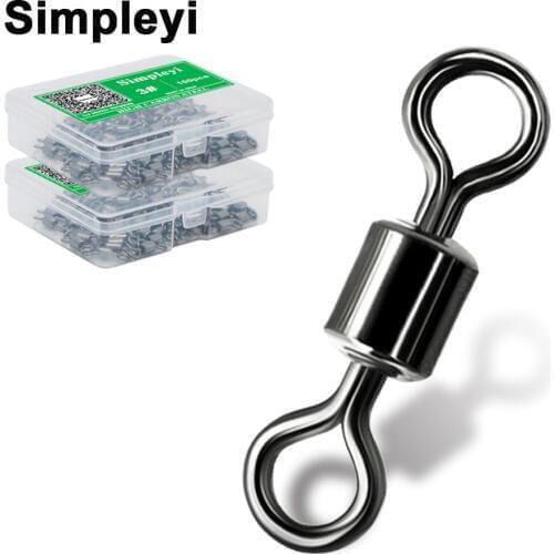 50-100pcs/box Fishing Swivel Sizes Solid Connector Ball Bearing Snap Fishing Swivels Rolling Stainless Steel Beads Fish Tackle