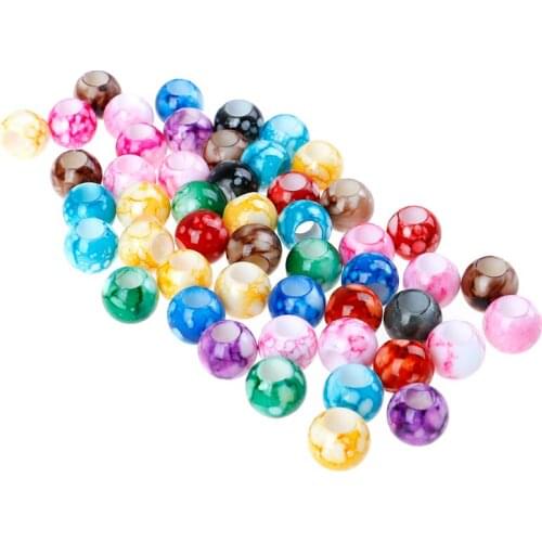 50pc/lot DIY Colorful Gradual Change Acrylic Round Hair Beads For Braids DIY Dreadlock Beads Hair Jewelry For Braids Accessories