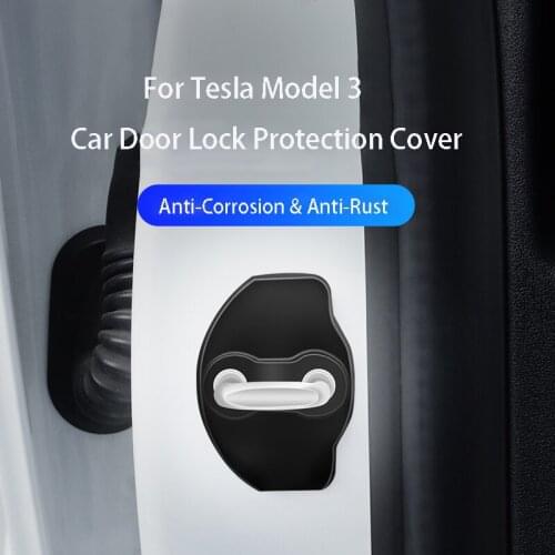 6pcs Car Door Lock Cover for Tesla Model 3 ABS Car Accessories Black Car Arrester Protection Cover for Tesla Model 3 Dropship