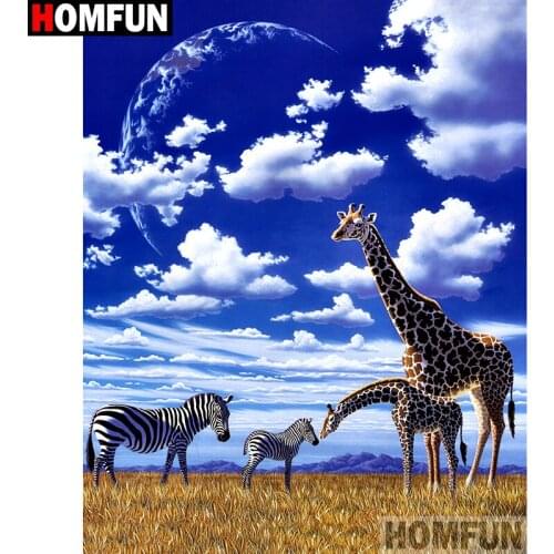 HOMFUN Full Diamond "Animal giraffe zebra" DIY 5D Diamond Painting Cross Stitch Home Decor Picture Of Rhinestone Handmade A27305