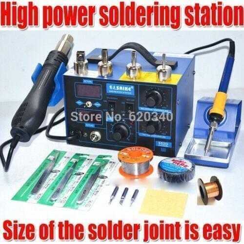 Free shipping Saike 952D Hot Air Gun + Soldering Iron 2in1 Power 760W BGA rework station welding table 110v or 220v Many gifts