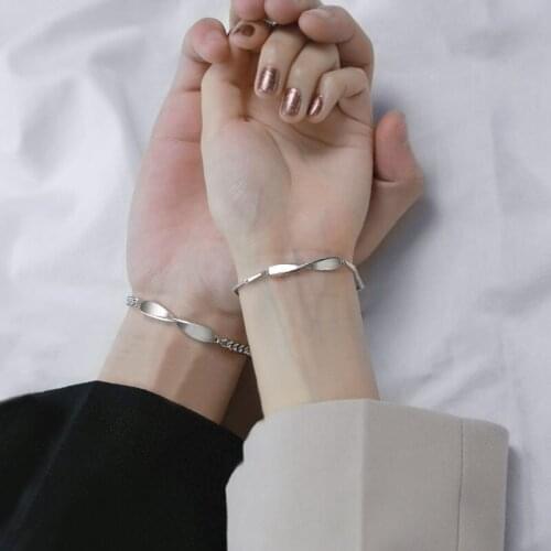 Fashion Geometry Chain Bracelets For Men Jewelry Top Quality Silver 925 Male Bracelet For Couple Accessories Female Lover Gift