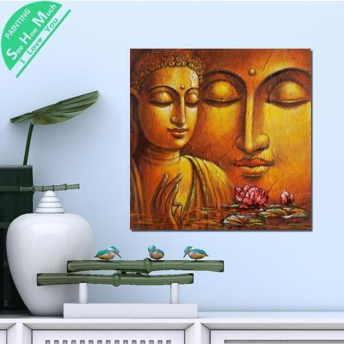 1 Piece Pleated Yellow Paper Buddha HD Printed Canvas Wall Art Posters and Prints Poster Painting Framed Artwork Room Decoration