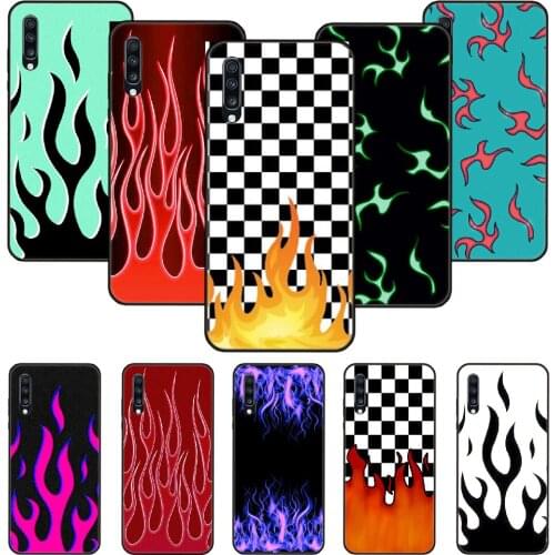 Phone Case For Samsung Galaxy A 50 51 71 70 7 5 10 20 30 40 41 21 S E Black Cover Hoesjes Art Etui Luxury wildflower flame