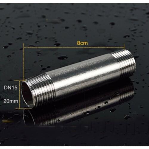 DN15 1/2" BSPP Male Barrel Nipple Pipe Fitting 201 Stainless Steel Length 80mm