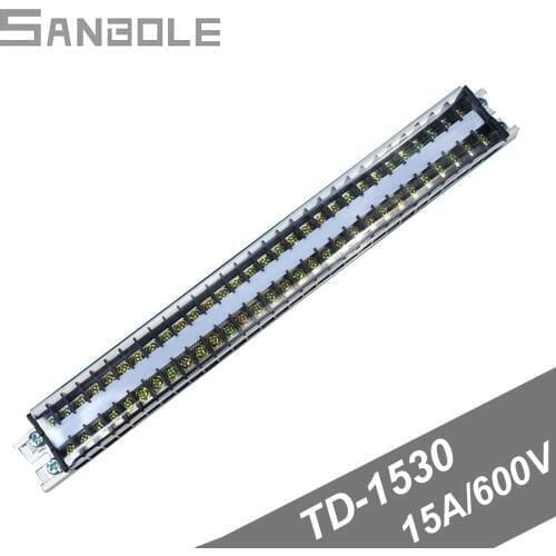 TD-1530 Guide Group Combine Connection Dual Row Terminal Block Strip Barrier 30 Positions 15A DIN rail Screw