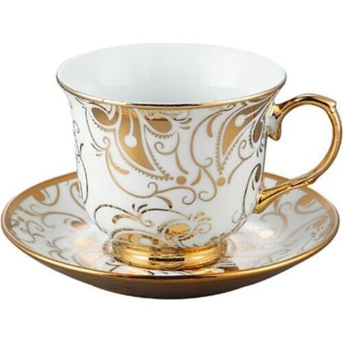 European Coffee Cup With Flower Gold Rim Tea Mug Luxury Porcelain Cup And Saucer Espresso Cups Home Party Wedding Gift