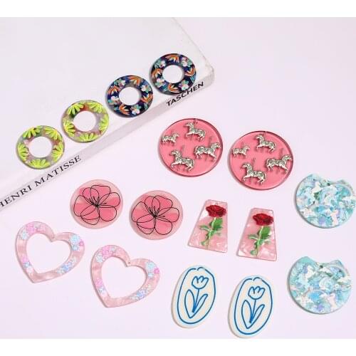 Fantasy Cute Unicorn Trojan Wreath Love Acrylic Pendant DIY Handmade Earrings Jewelry Accessories Material