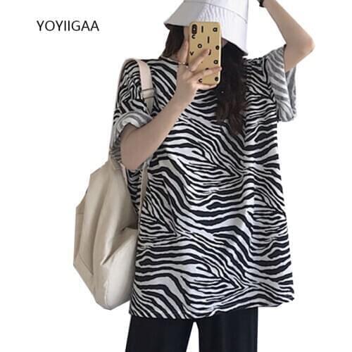 Animal Zebra Print Women T-shirts Summer Casual Female Tshirt Tops Harajuku Short Sleeve Ladies Girls Tshirts Oversized Tee Tops