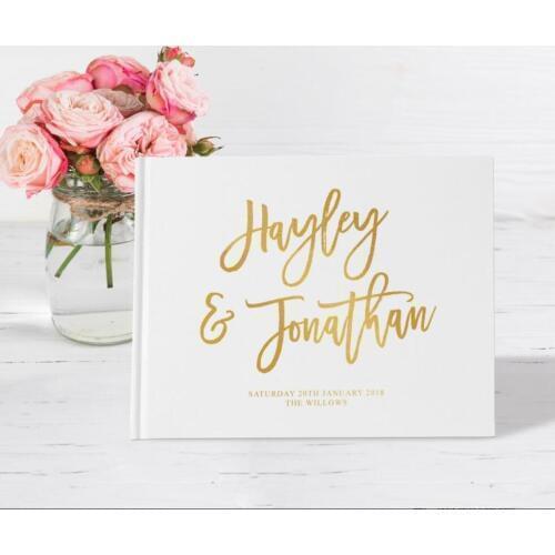 Personalized Wedding Gold Foil Guest Book Sign In, customize wedding journals, Instant Photo ablums guestbook