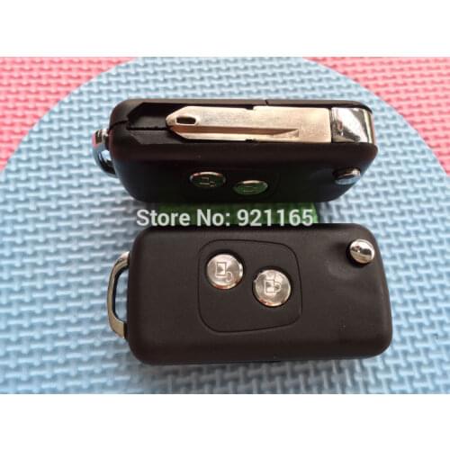 1Pc New Replacement Key Case For Peugeot 206 Conversion 2 Button Remote Flip Fob Shell Blank With Uncut Blade No Logo Auto Parts