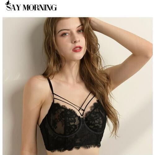 SAY MORNING New Lace Underwear Set Bandage Bra Set Sexy Lace Lingerie Sets Gather Brassiere Embroidery Underwear set