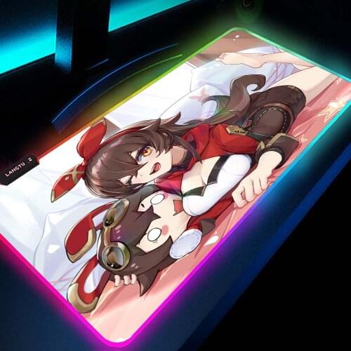 Genshin Impact Rgb Mousepads Carpet Mouse Computer Mat on Desk Slipmat Gamming Anime Girl Red Mouse Pad Sexy Slipmat Groot Mats
