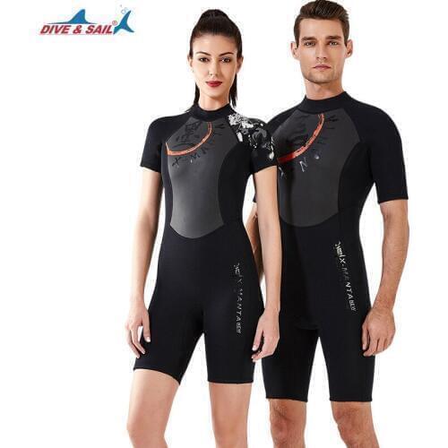 Shorty Wetsuit Women Men, 1.5mm Neoprene Thermal Swimsuit Back Zip for Scuba Diving Surfing Snorkeling Swimming Spring Swimsuit