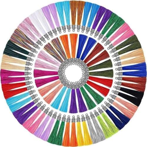 Tassels for Jewelry Making, 100 Pieces Keychain Tassel Charms Silky Handmade Tassels Bulk for Resin DIY Crafts