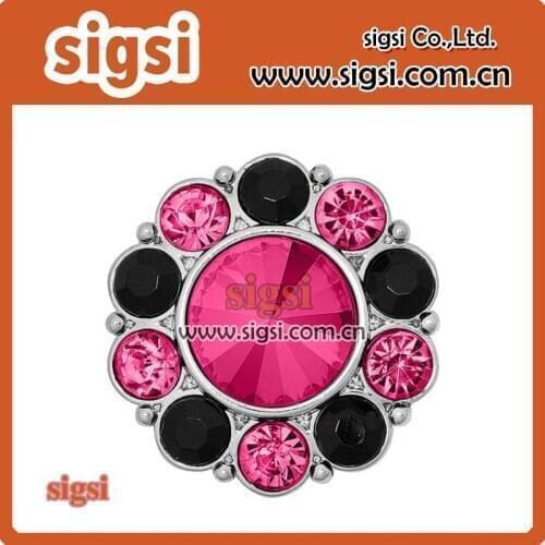 Pink&black crystal fashion acrylic rhinestone button for clothing decoration