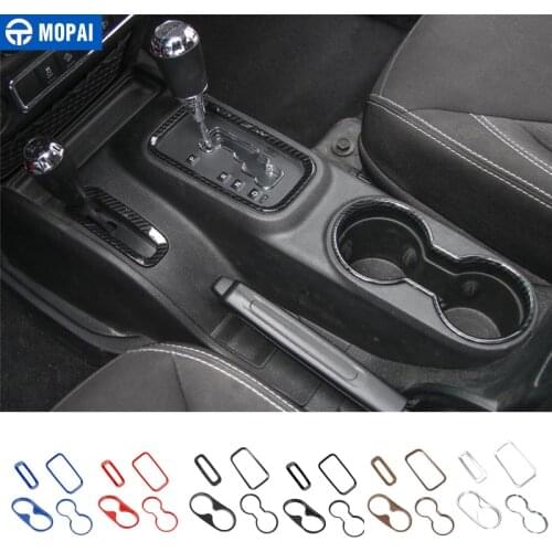 MOPAI Car Interior Gear Shift Knob Panel Cup Holder Decoration Cover Stickers for Jeep Wrangler 2011+ Car Accessories Styling