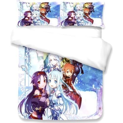 Animation Series Sword Art Online Kirito Pattern Duvet Cover SAO Soft Microfiber 3pcs Bedding Set with Pillowcase for Teen Boy