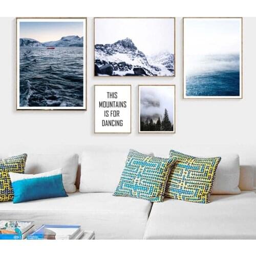 Wall Art A4 Prints Mountain Sea Forest Ship Scenery Poster Minimalism Letters Nordic Canvas Painting Decoration Living Room