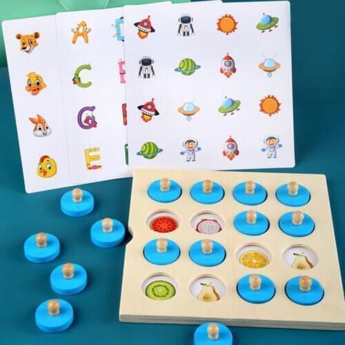 Kids Wooden Puzzle Toy Memory Match Chess Game Memory Chess Early Educational Family Party Table Game for Children Hot Sale