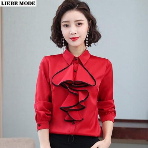 Office Lady Work Wear Fashion Ruffle Chiffon Shirt for Women Long Sleeve Elegant Blouses Formal Shirts Tops Femme Vintage Blusas