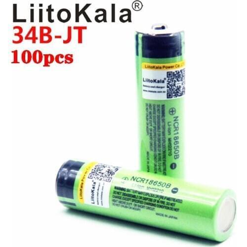 Wholesale 100pcs LiitoKala NCR18650B 18650 3400 3.7V 18650 3400mah Lithium Rechargeable Battery For Flashlight batteries
