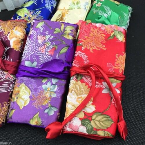 Wholesale 5pcs Chinese Handmade Classic Silk Jewelry Rolls Pouch Purse Gift Bags