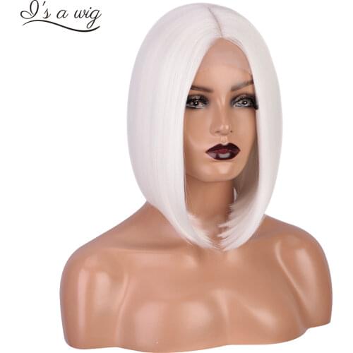 Is a wig Synthetic Wigs for Women Short Straight White Wigs Middle Part Blonde Black Orange Bob Wigs Cosplay Daily Use Hairs
