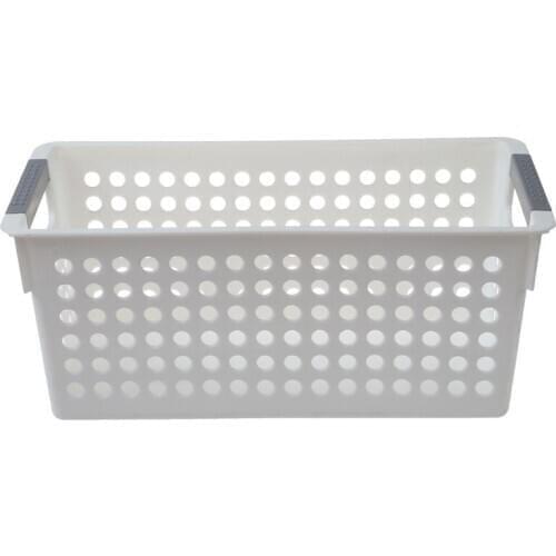 Japanese-style Stackable Plastic Storage Baskets/Bins Organizer Fruit Toys Clothes Glove Box Debris Storage Basket (white)S:29 x