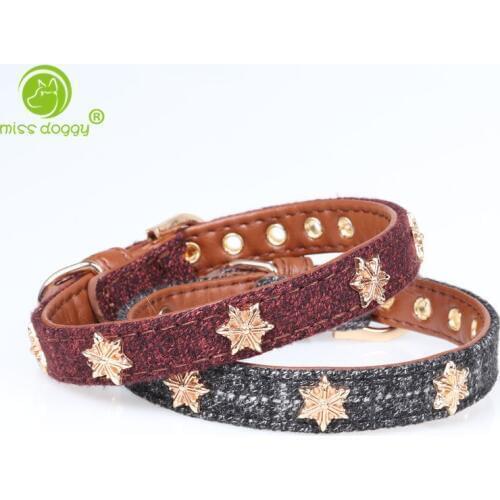 Gold Star Dog Collar Adjustable Pet Dog Cat Collars Puppy Necklace For Small Breeds Basic Collar Dog Accessories 15A