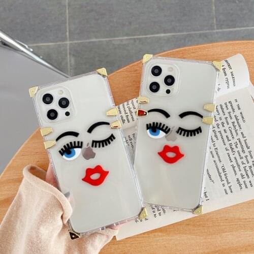 Luxury brand Sexy lady eyelash Soft silicon phone case for iphone 7 8 Plus X XS XR MAX 11 12 Pro SE 2 MiNi 10 Square Back Cover