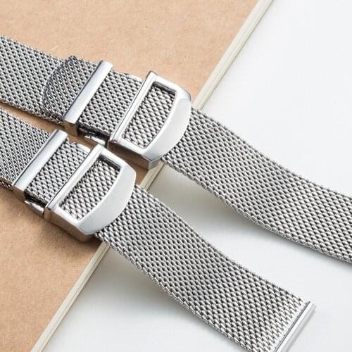 Silver Strap Stainless Steel Mesh Milan Metal Bracelet for IWC Portofino Family Portugal 7 days Male 20MM 22MM Deployment Clasp