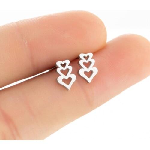 Hot Simple Geometric Stud Ear Trendy Black Gold Silver Color Cute Cat Face Heart Star Shaped Earrings for Women Men Punk Jewelry